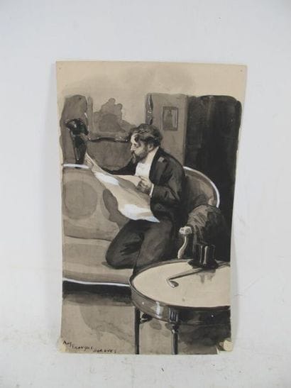 GORGUET Auguste-François (1862-1927)
La lecture
Lavis...
