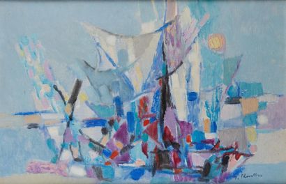 CHEVOLLEAU Jean (1924-1996)
Bateaux bleus
Huile...