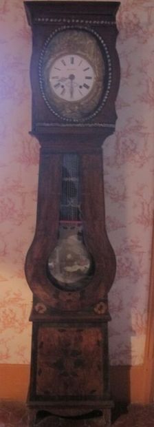 Painted wooden floor clock, the enamelled...