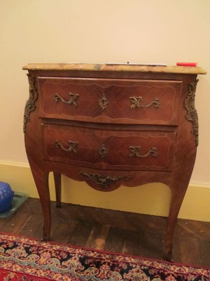 Small Louis XV style veneered and inlaid...