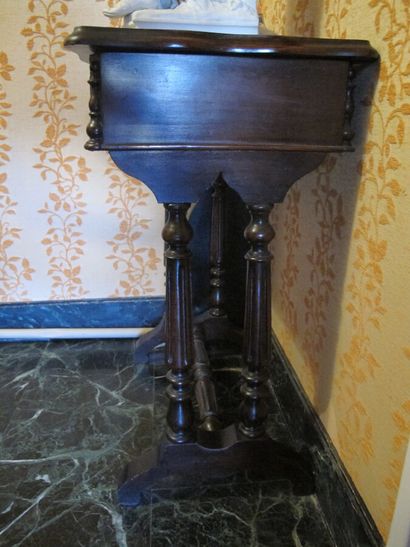 Rosewood work table with uprights with double...