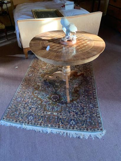 Tripod pedestal table, top with inlaid circular...
