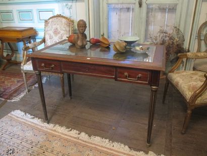 Moulded wood writing table in Louis XVI style,...