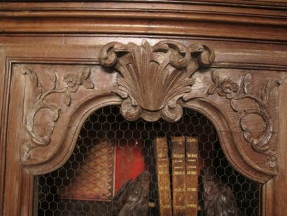 Oak cupboard with two latticed doors forming...