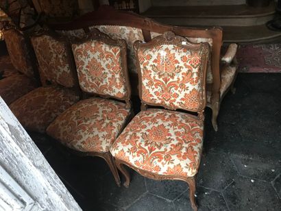 Carved natural wood lounge furniture with...