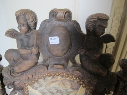 Nine chairs with openwork backrest in carved...
