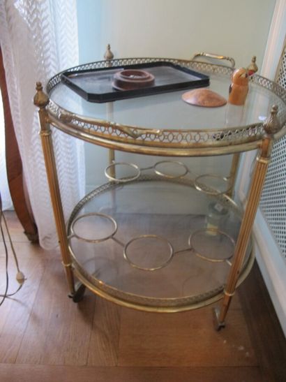 Brass bar table 

glass plate 

accident...