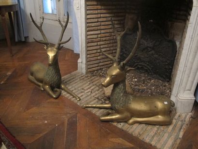 Two golden metal stags

C. 1950