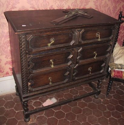 Natural wood chest of drawers with three...