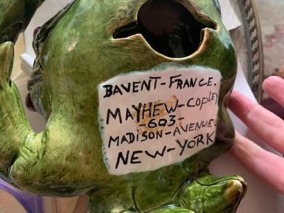 Glazed terracotta green crab signed and inscribed...