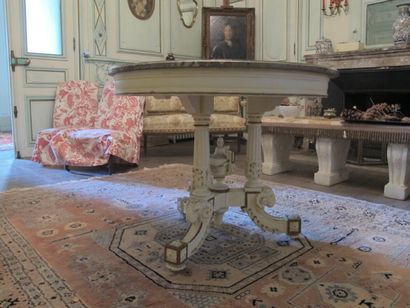Pedestal table with a circular marble top,...