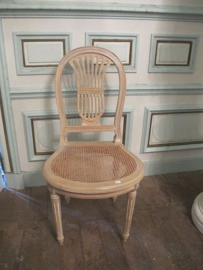 Pair of chairs with openwork stacking ba...