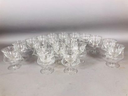 Set of 18 caviar glasses.