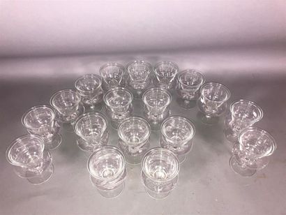 Set of 18 caviar glasses.