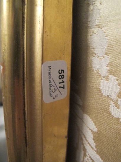 Wood and gilded stucco overmantel mirror...