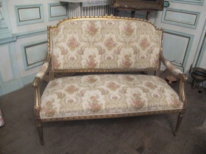 Louis XVI style gilded wood lounge furniture...