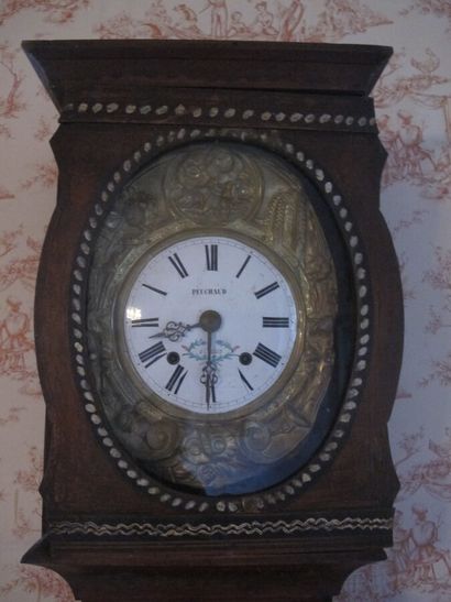 Painted wooden floor clock, the enamelled...