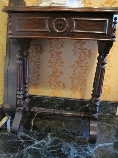 Rosewood work table with uprights with double...
