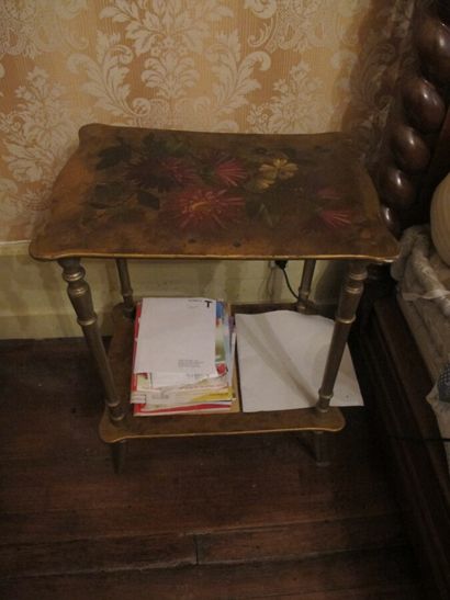 Wooden coffee table or tea table with floral...