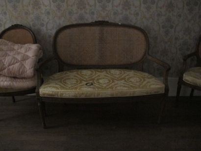 Wooden living room furniture with a fluted...