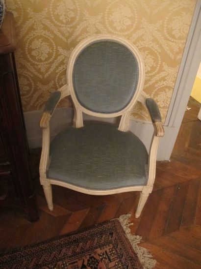 Pair of Louis XVI style cabriolet armchairs...