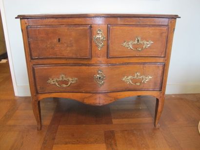 Natural wood chest of drawers with three...