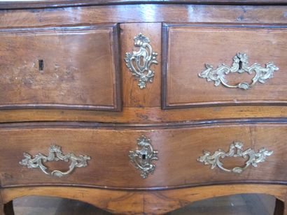 Natural wood chest of drawers with three...