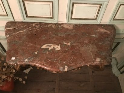 Gilded wooden console, the belt openwork,...
