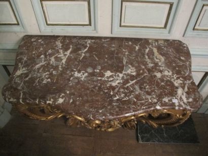 Gilded wooden console, the openwork belt...
