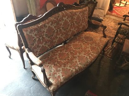 Carved natural wood lounge furniture with...