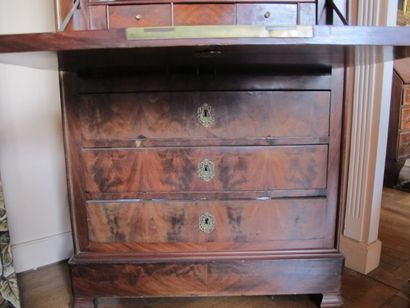 Straight mahogany veneer secretary with marble...