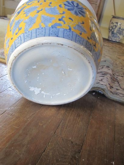 CHINA

Porcelain planter with blue and yellow...
