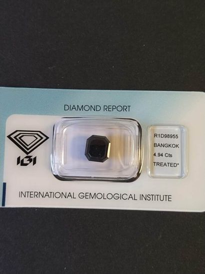Sealed Black Diamond, Emerald cut 4.94 ct....