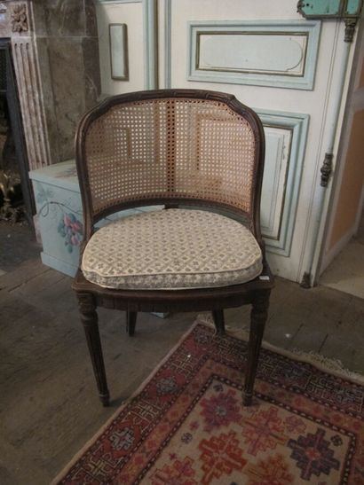 Three cane chairs with gondola backs (one...