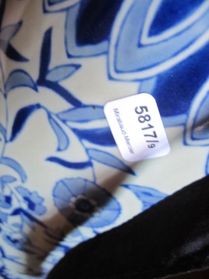 Porcelain umbrella holder with blue and white...