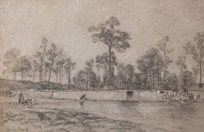MARCKE DE LUMMEN Emile Van (1827-1890)

Lavandières...