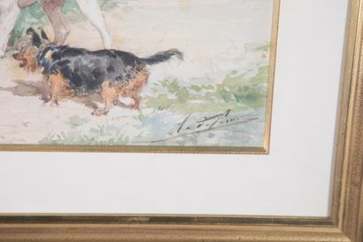 DE PENNE Olivier (1831-1897)

Chiens jouant...