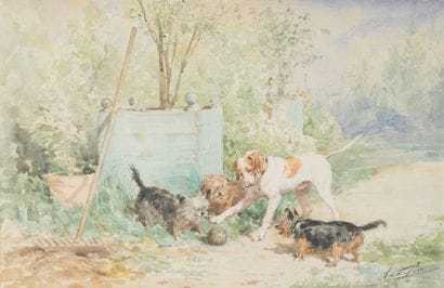 DE PENNE Olivier (1831-1897)

Chiens jouant...