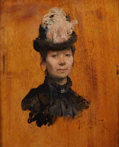 Ecole française vers 1900

Portrait d'élegante...