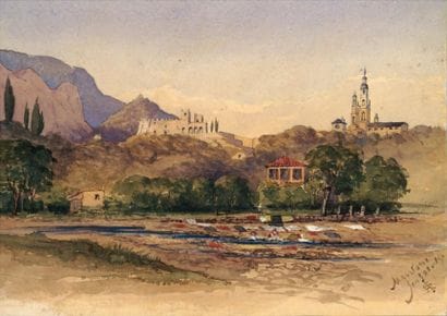 École anglaise du XIXe siècle
« Vue de Menton...