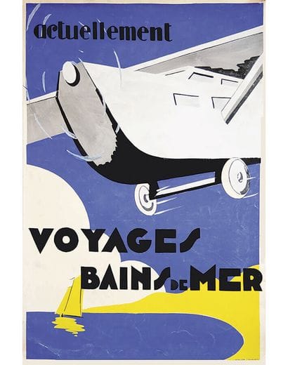 Voyages Bains de Mer Gouache signed ATELIER...