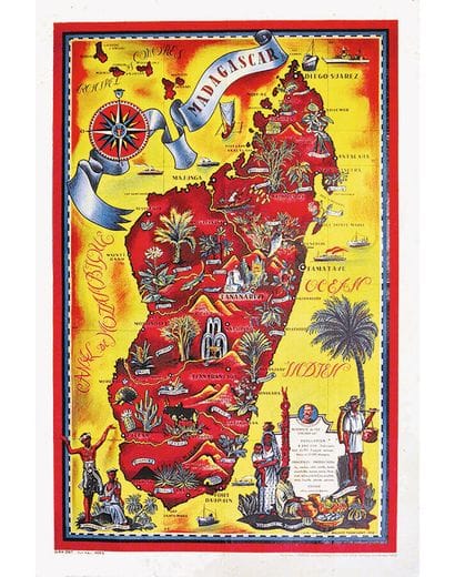 Madagascar map of 1952 by Maurice Transchant...