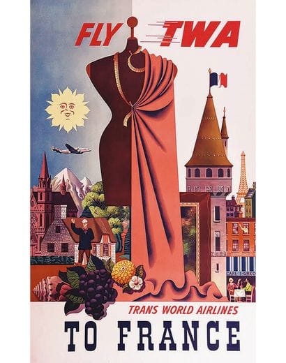 Fly TWA to France circa 1950

Vintage Poster...