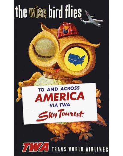 To and Across America Via TWA Ski Tourist...