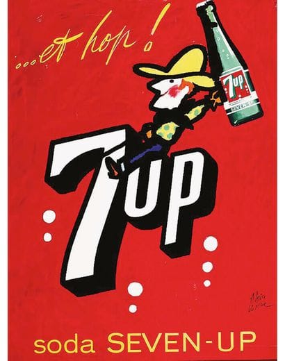 And Hop ! Seven up 7 Up gouache signed Alain...