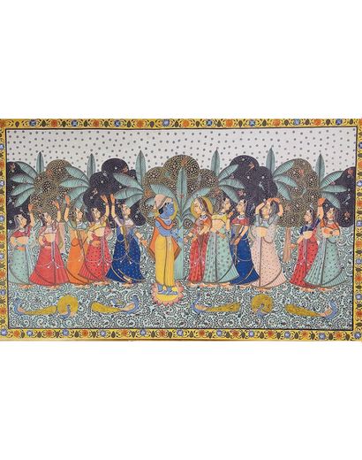 Krishna and one of his Goddesses among the...