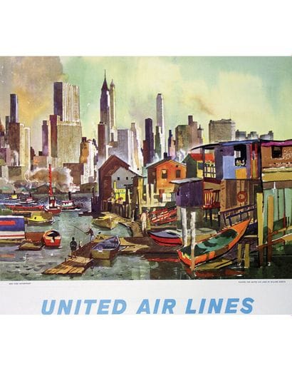New-York Waterfront United Airline circa...