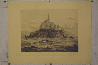 Le Mont Saint Michel gravure signée Henri...