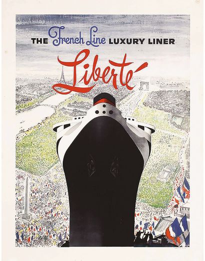 Liberté The French Line Luxury Liner 1950

Litho...