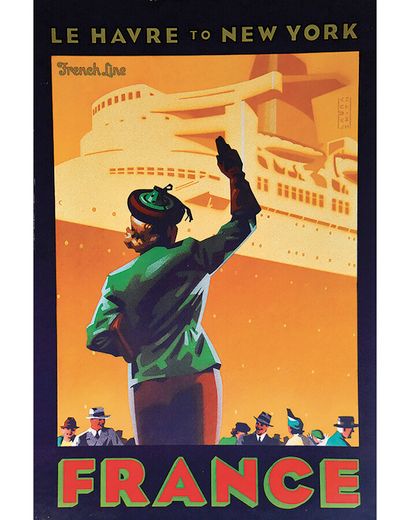 France French Line Le Havre to New York Cie...